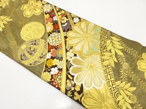 毬に花・宝尽くし模様織り出し　全通振袖用袋帯